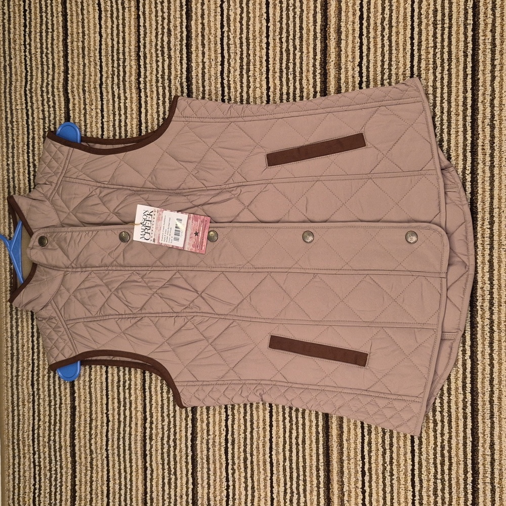 MADISON CREEK Outfitters‎ Beige Khaki Vista Quilted Poly Small Womens Vest NEW